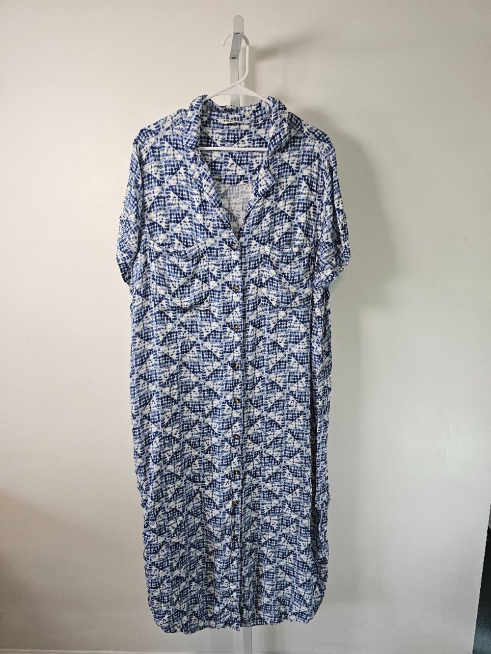 Sonoma Shirt Dress Blue Boho Grunge Midi Festival Casual 2XL